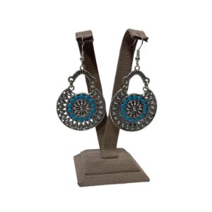 Amazigh Blue and Yellow Enamel Tribal Lightweight Dangle Earrings