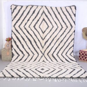 Custom Amazigh Berber Wool Living Room Geometric Neutral Rug