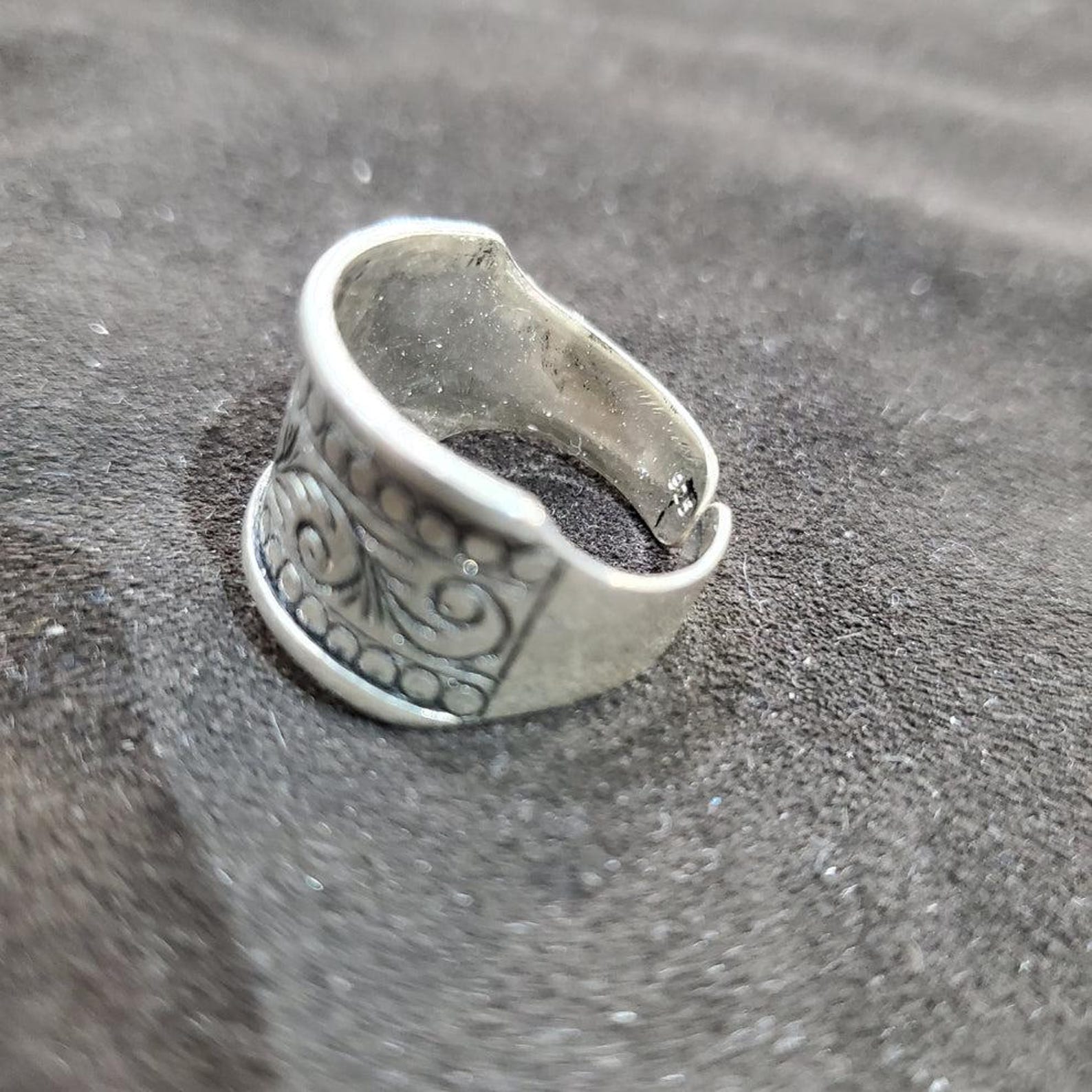Wide Amazigh Berber Hand-Engraved 925 Sterling Silver Artisan Ring