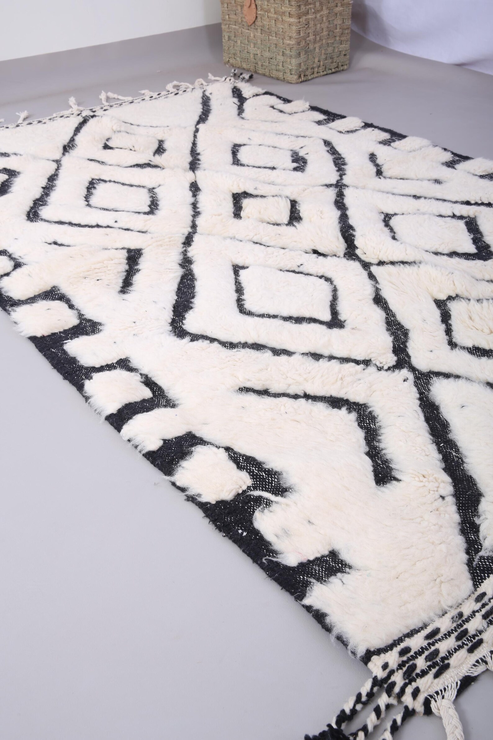 Custom Amazigh Berber Wool Neutral Living Room Geometric Handmade Rug