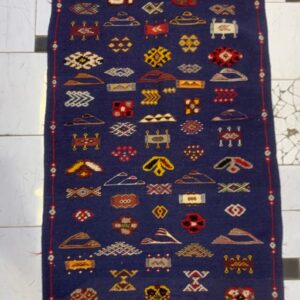 Berber Handmade Blue Camel Wool Tribal Carpet Rug