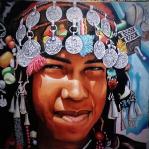 Amazigh Original Girl Oil Painting Tribal Wall Art