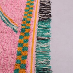 Berber Custom Design Pink Wool Geometric Living Room Rug