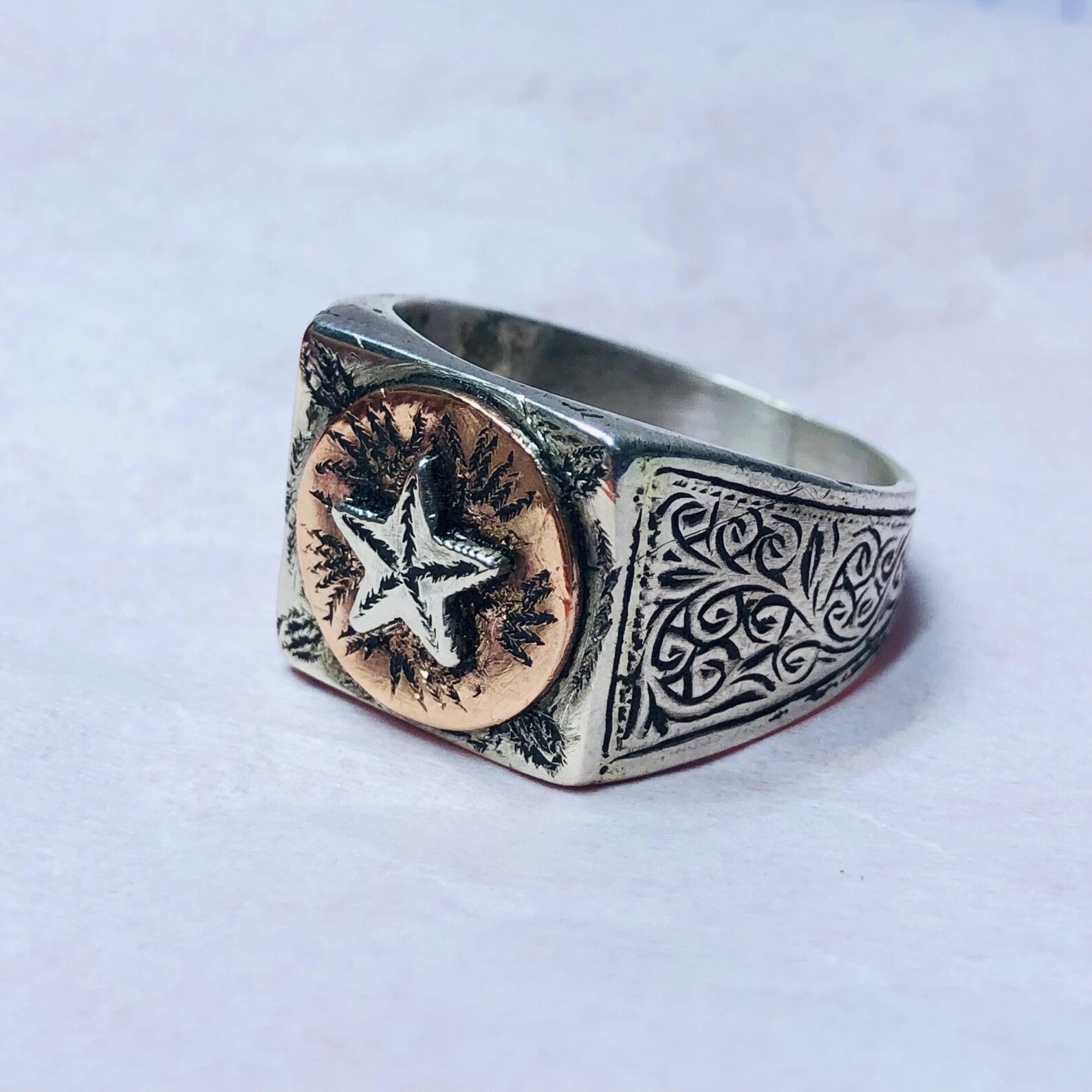 Handmade Berber Tuareg Engraved 925 Sterling Silver Adjustable Ring
