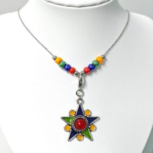 Amazigh Kabyle Beaded Stainless Steel Necklace with Customizable Pendant