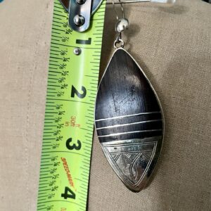 Amazigh Tuareg Mahogany Wood Sterling Silver Hand-Etched Earrings