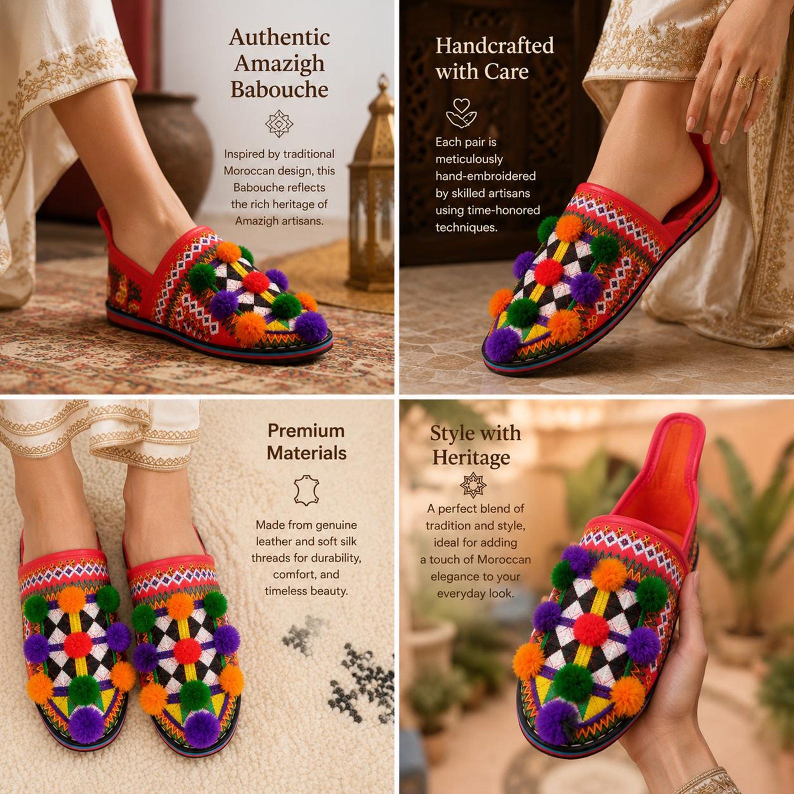 Berber Women's Leather Babouche s Hand Babouche Shoes