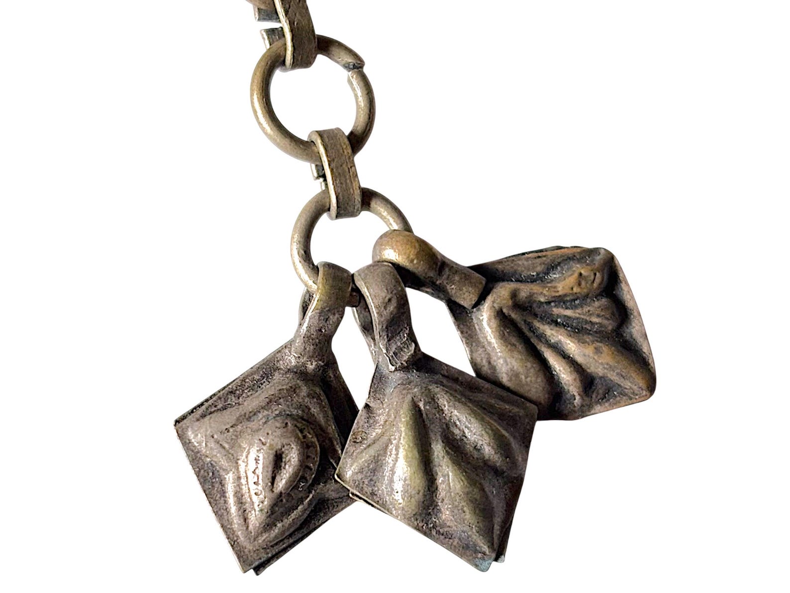 Berber Antique Hand Engraved Silver Alloy Amulet Necklace