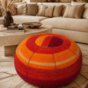 Berber Handmade Colorful Round Boho Floor Cushion Pouf
