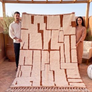 Berber Custom Design Wool Neutral Geometric Living Room Rug