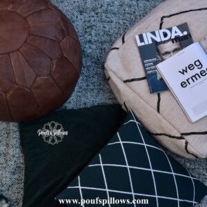 Amazigh Premium XL Scandinavian Leather Brown Chocolate Pouf