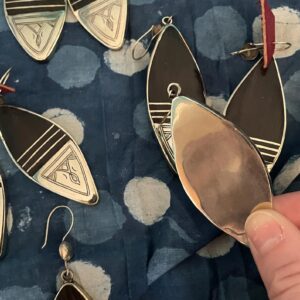 Amazigh Tuareg Mahogany Wood Sterling Silver Hand-Etched Earrings