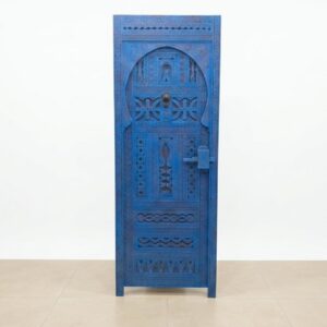 Berber Handcrafted Redwood Door Carved Interior Decor Blue