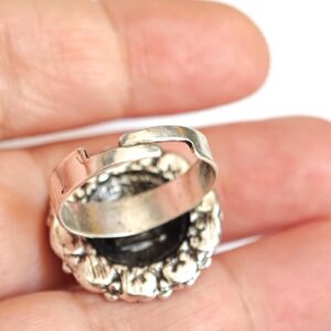 Amazigh Ring in métal argenté émaillé kabyle- - berbère