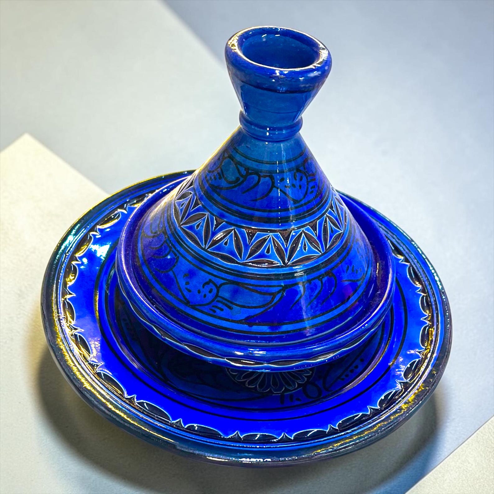 Amazigh Handmade Ceramic Plate Mini Traditional Tagine Set