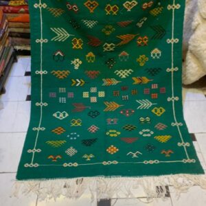 Berber Camel Wool Handmade Runner Rug With Tribal Motifs