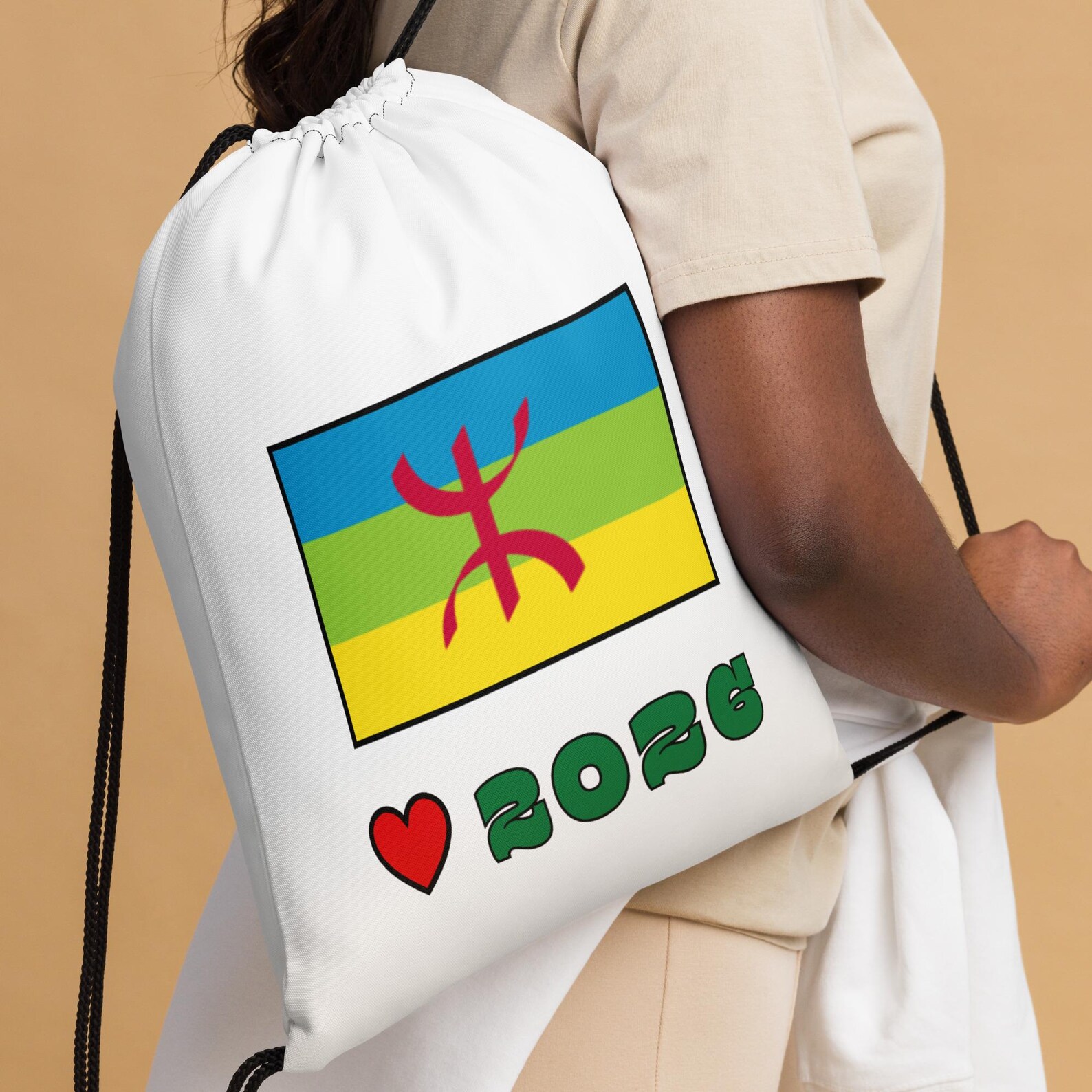 Berber Flag Drawstring Pride Sackpack Bag Everyday Style