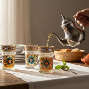 Amazigh Set Tea Glasses Handmade Colorful Glassware Mug