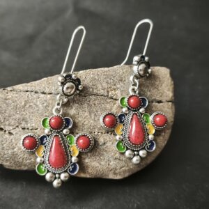 Traditional Kabyle Amazigh Berbères Handmade Colorful Dangle Earrings