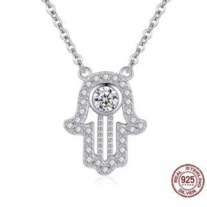 Handmade Amazigh Kabyle 925 Sterling Silver Zircon Pendant Necklace