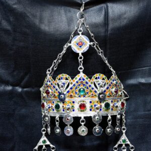 Handmade Amazigh Berber Taounza Silver Enamel Tribal Crown Headband