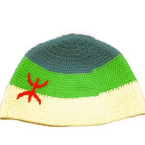 Berber Handmade Crochet Cap with Tifinagh Symbol Everyday Style