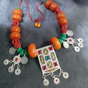 Berber Handmade Amber Coral Style Statement Ethic Necklace
