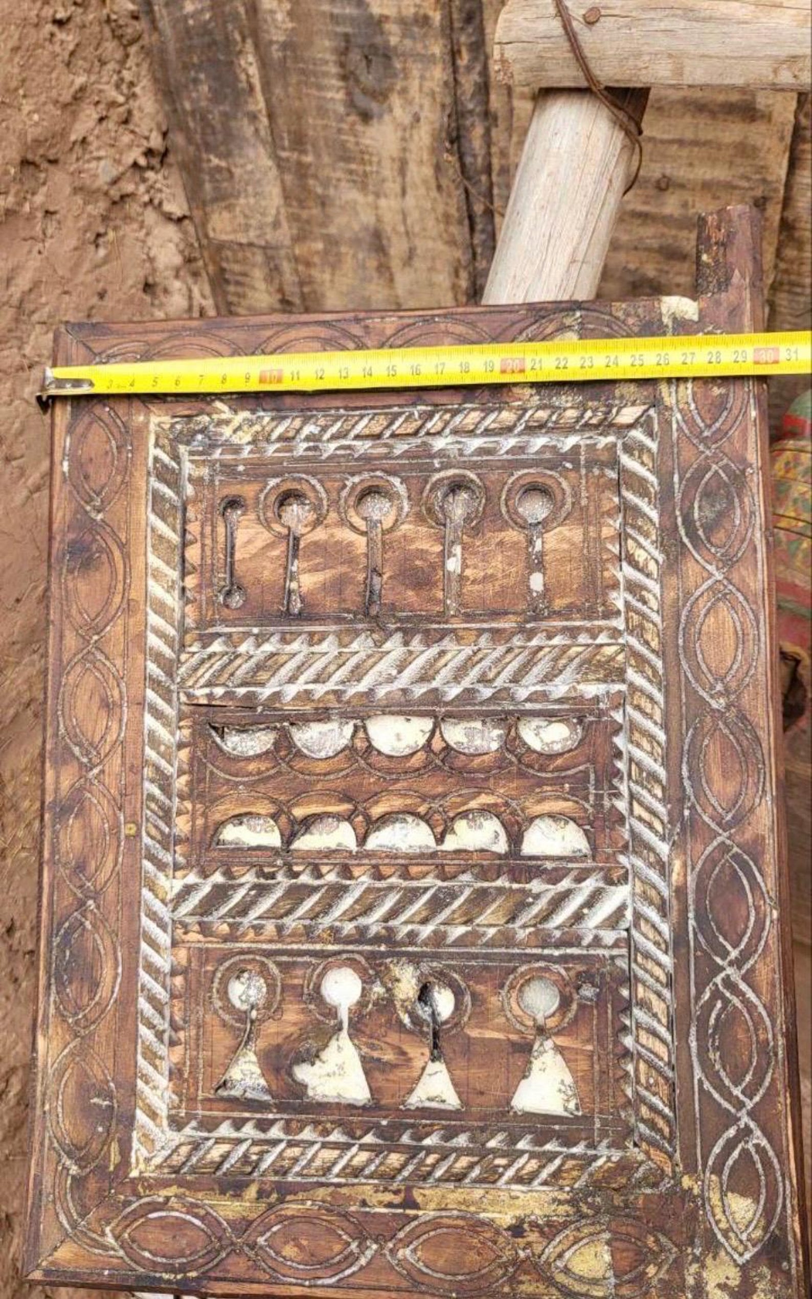 Berber Antique Hand Carved Wooden Panel Wall Art Decor
