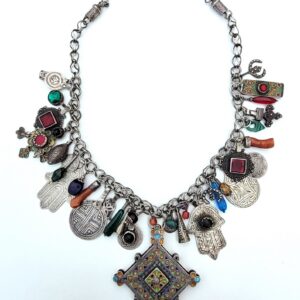 Amazigh Early 20th-Century Silver Necklace with Assorted Pendants