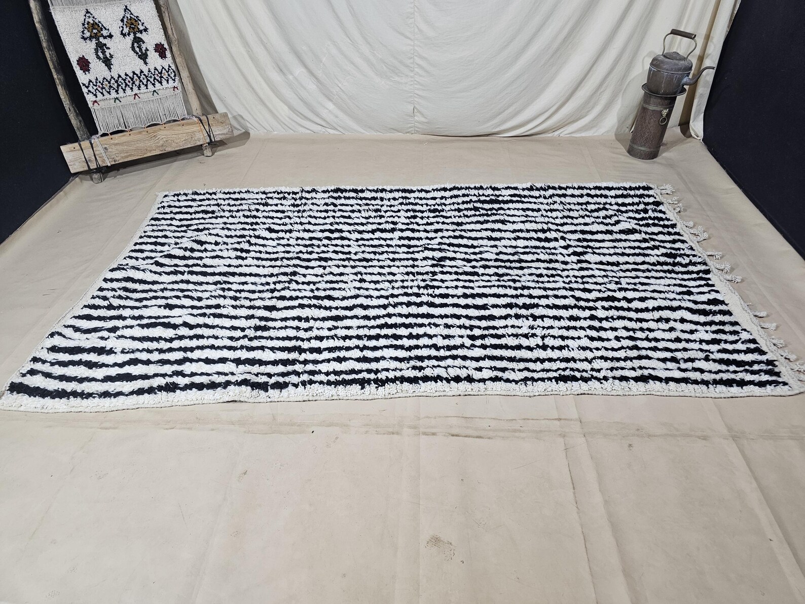 Berber Handwoven Maroccan Authentic Wool Carpet Geometric Rug