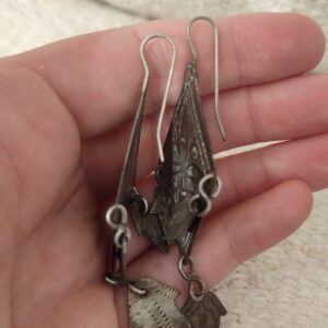 Berber Antique chiseled silver Hamsa Morocco Eye earrings