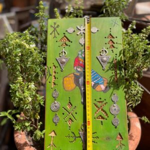 Berber Hand-Painted Wooden Donkey Market Scene Wall Art