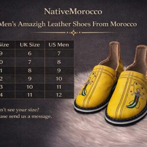 Berber Handmade Leather Slippers for Men Babouche Shoes
