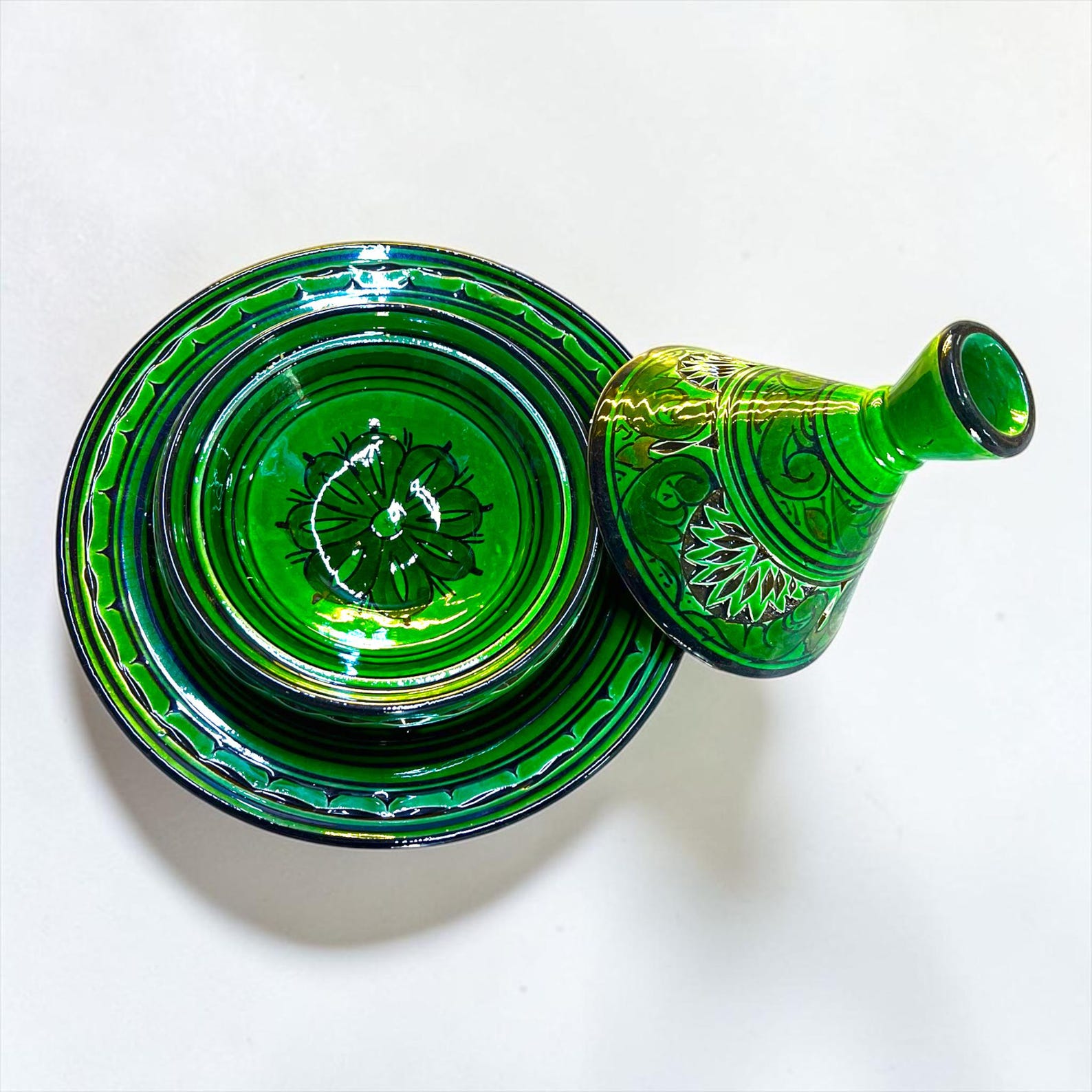 Amazigh Handmade Ceramic Plate Mini Traditional Tagine Set