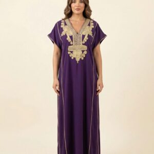 Berber Gandoura Dress Purple Embroidered Elegant summer Kaftan