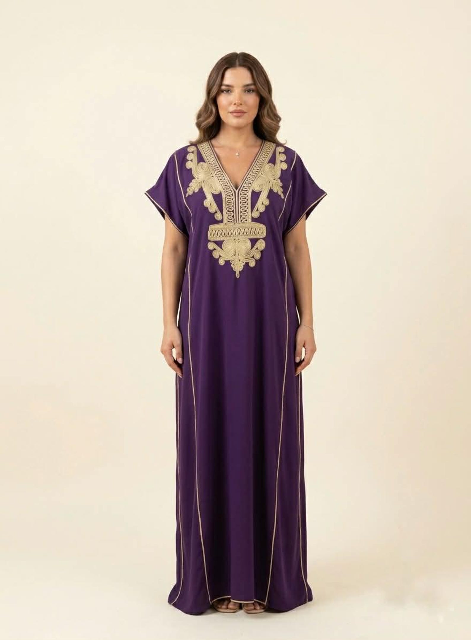 Berber Gandoura Dress Purple Embroidered Elegant summer Kaftan