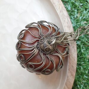 Vintage Amazigh Berber Naturel Copal Silver-Tone Talisman Pendant Necklace