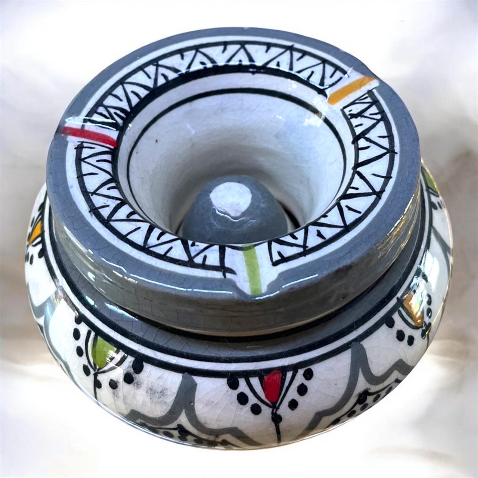 Amazigh Handmade Ashtray Hand Painted Pottery Ceramic Piece