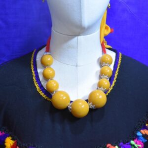 Berber Amazigh Loban Yellow Amber Resin Tribal Bead Necklace