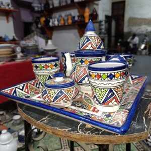 Amazigh Hand-Painted Ceramic Tea Set Traditional Pottery Mug