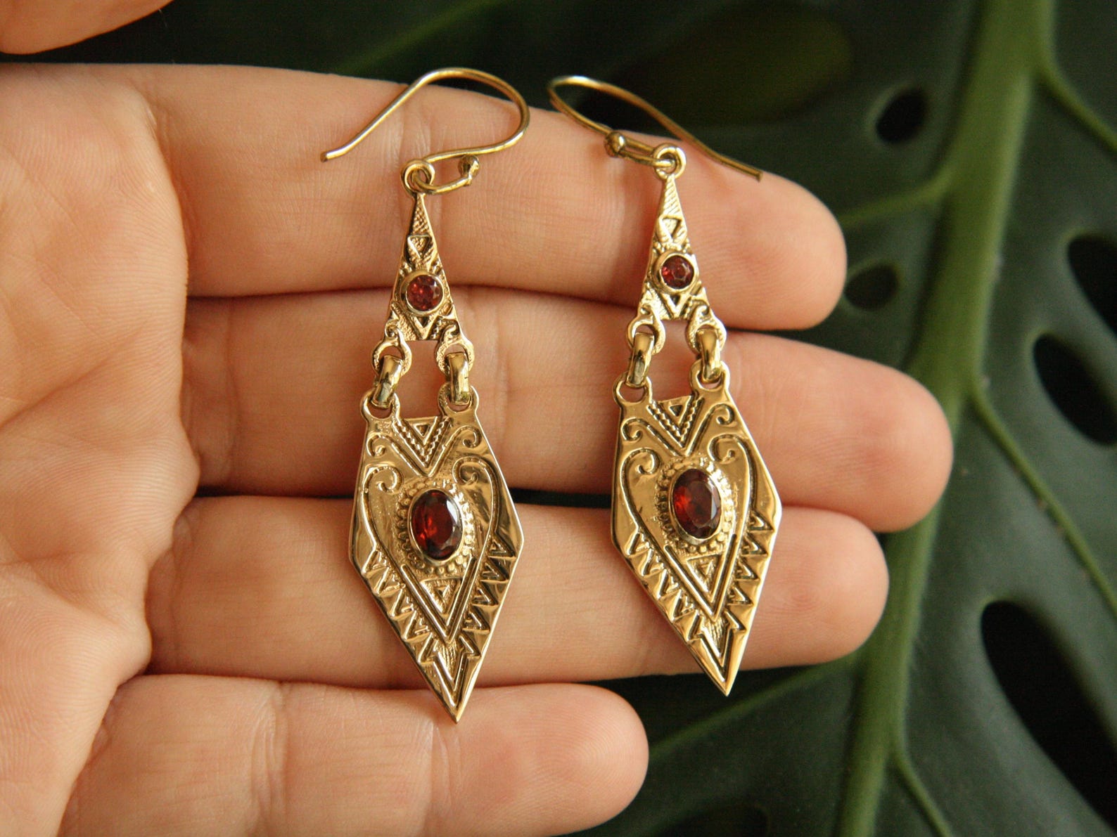 Berber Tuareg Labradorite or Garnet Gemstone Boho Earrings