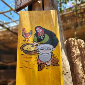 Amazigh Handpainted Cedar Wood Woman Couscous Wall Art
