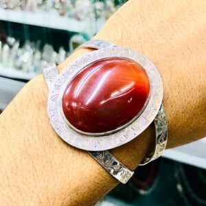 Berber moss agate Tribal Sahara African Silver Bracelet