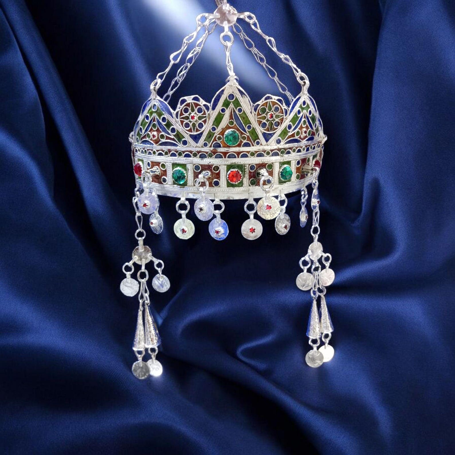 Berber Authentic Silver Jewelry Set Bridal Set Necklace Earrings Crown Tiznit Craft