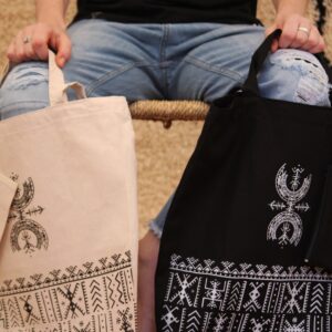 Amazigh AfusArt Cotton Canvas Bag with Symbolic Screen Print