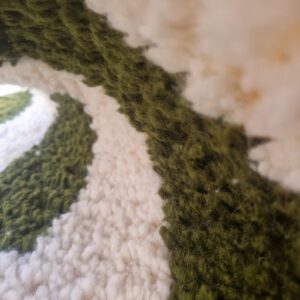 Amazigh Olive Green Striped Thread Handmade Custom Rug
