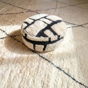 Berber Handmade Beni Ourain Wool Ottoman Boho Pouf