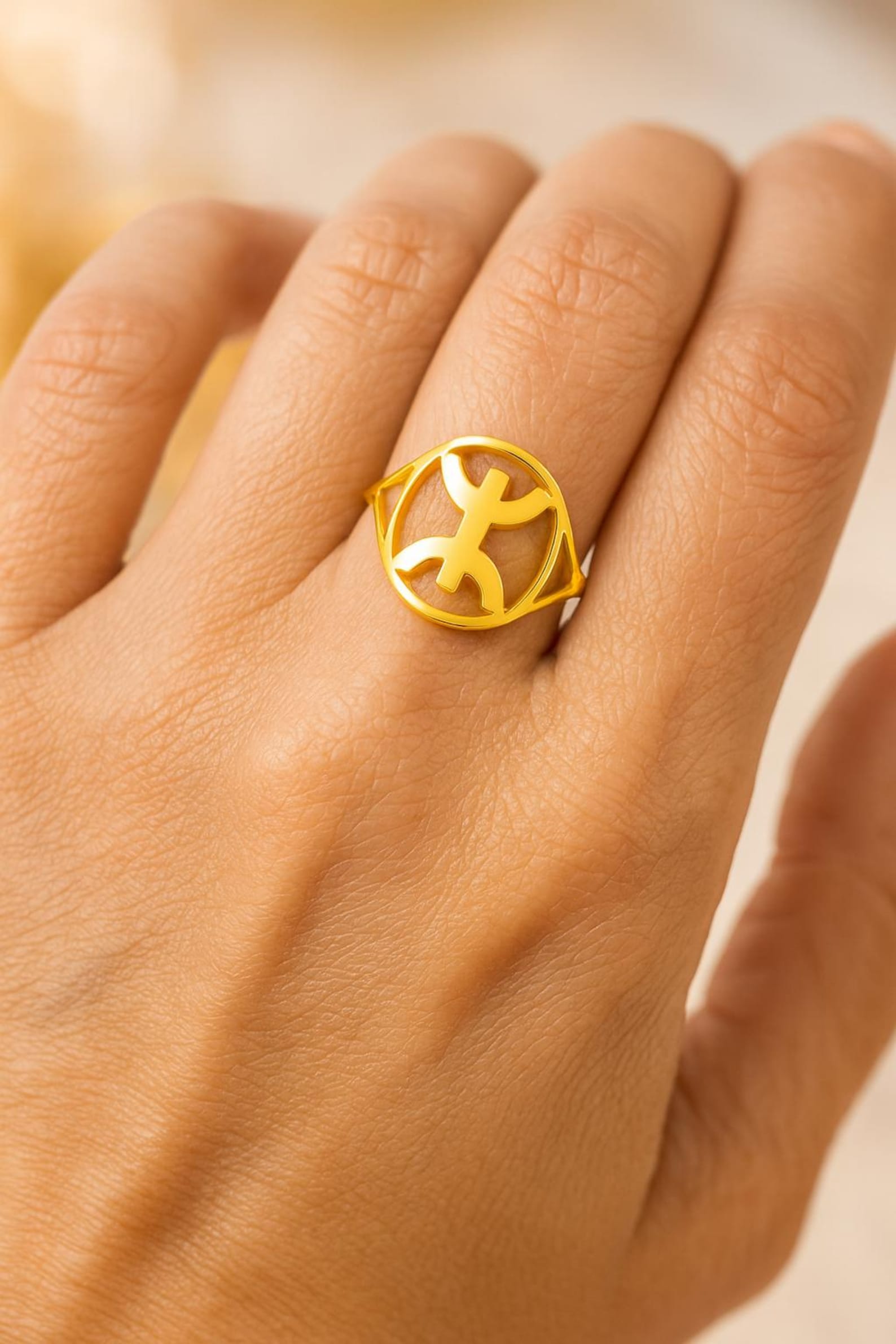 Amazigh Berber Kabyle Tifinagh Yaz Unisexe Stainless Steel Ring