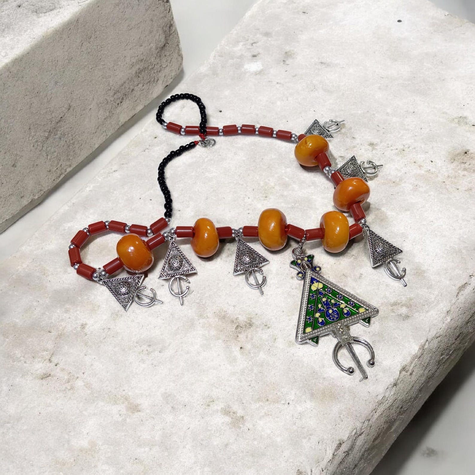 Berber Handmade Traditional Jewelry Tribal Necklace Silver Pins