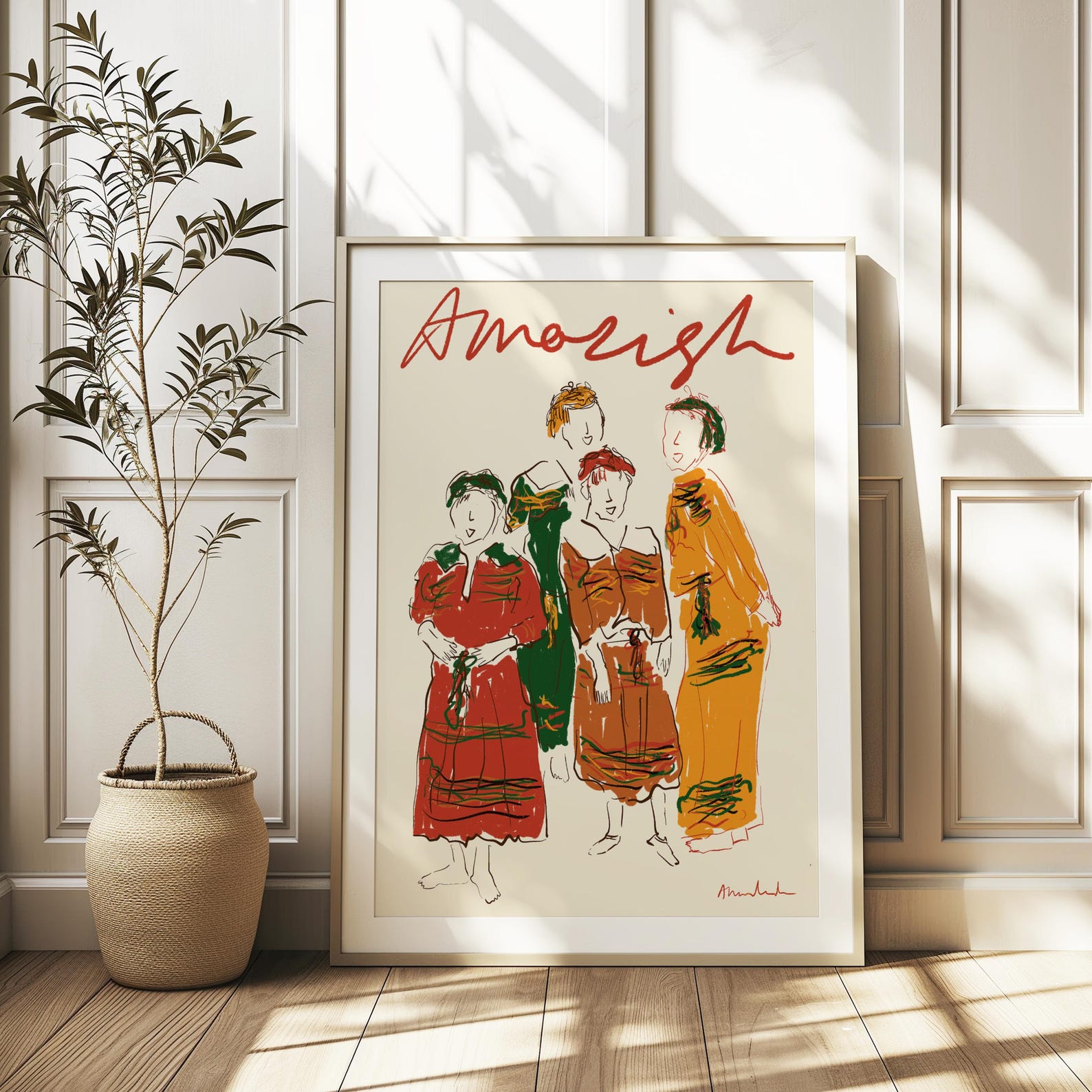 Amazigh Kabyle Women Art Print Algerian Illustration for Everyday Heritage Style Use
